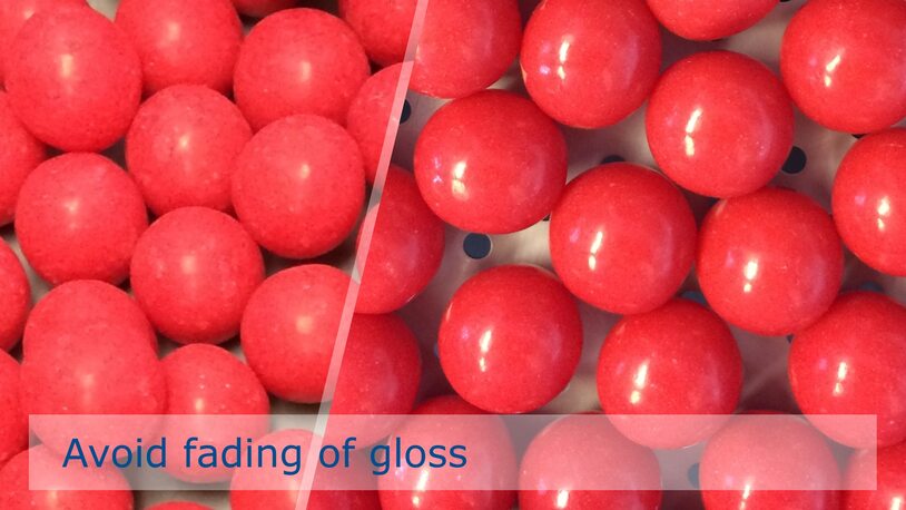 Preventing gloss fading of soft sugar candy